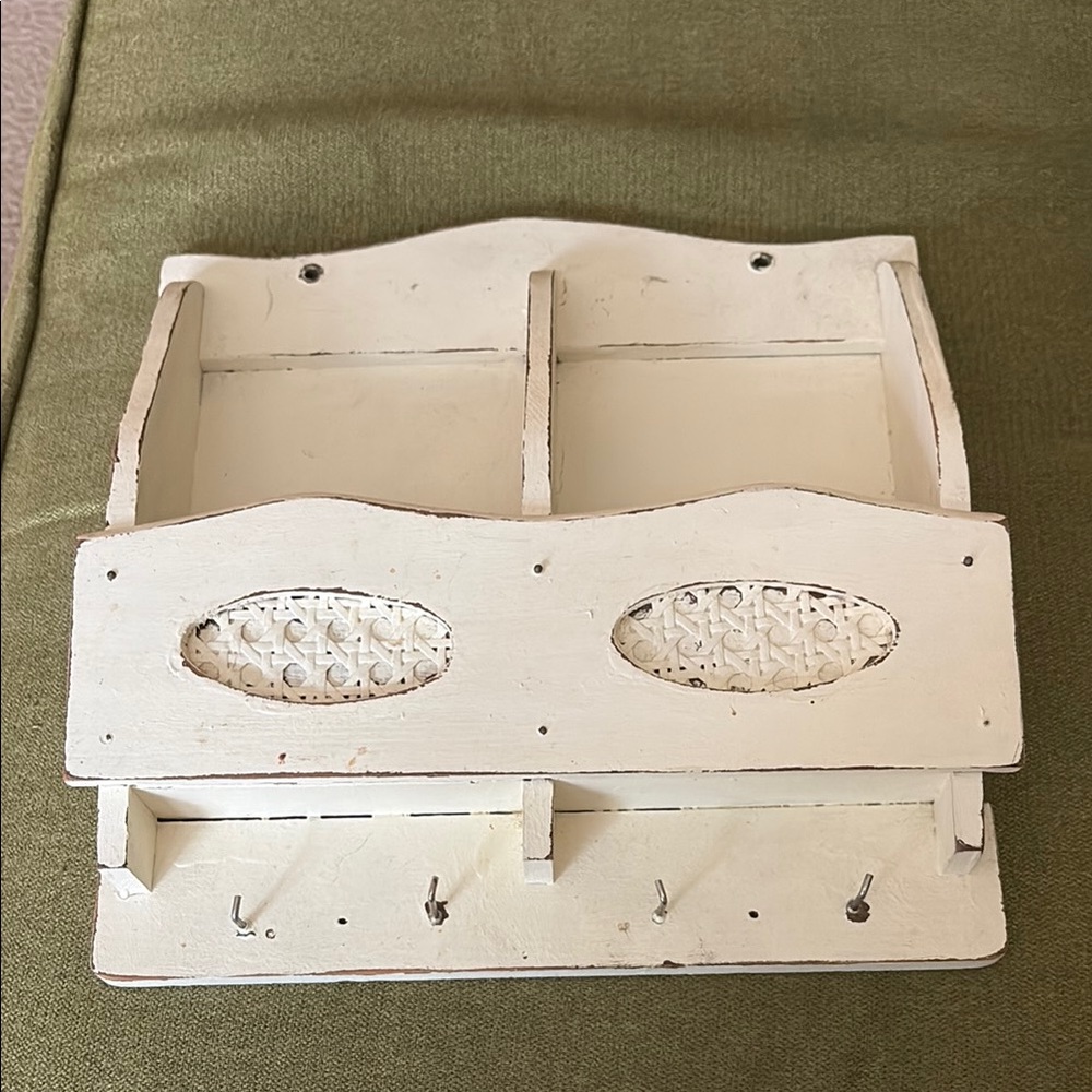 Vintage White Wooden Wall Organizer
